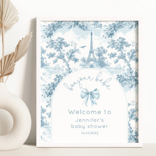 Hallo Baby Toile de Jouy Babyparty Willkommen Poster