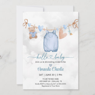 Hallo Baby Valentinstag Blue Boy Baby Dusche Einladung