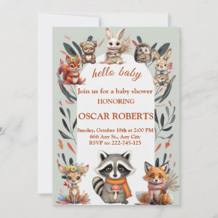 Hallo Baby Waldtiere Baby Shower Einladung