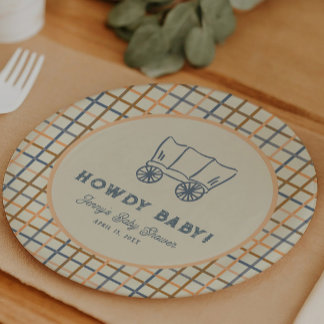 Hallo Baby Western Cowboy Baby Shower Pappteller
