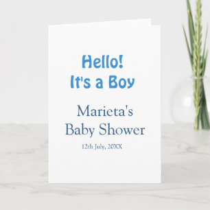 Hallo BABYBOY BABY SHOWER BLAU NAME DATUM EINFACH Karte