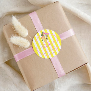 Hallo Bambina Rosa Band Gelbe Zitrone Babyparty Runder Aufkleber