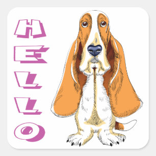 Hallo Basset Hound Welpen Hund Aufkleber / Etikett