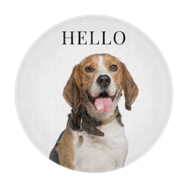 Hallo Beagle Dog Portrait Personalisiertes Foto Schneidebrett (Vorderseite)