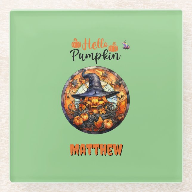 Hallo Beängstigend Hallowe'en Pumpkin Glasuntersetzer (Vorderseite)