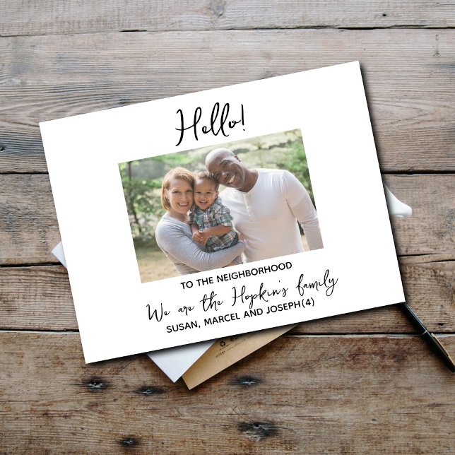 Hallo, bearbeitbar Wir sind neu im Nachbarschafts- Postkarte (Von Creator hochgeladen)