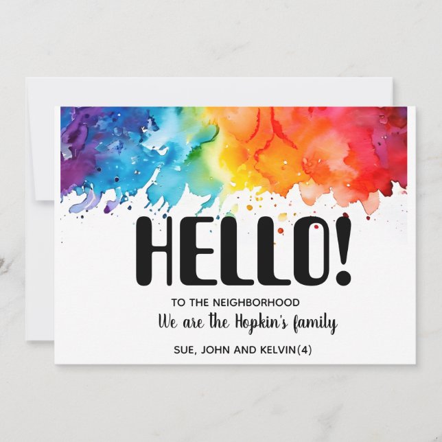 Hallo, bearbeitbar Wir sind neu in der Nachbarscha Einladung (Vorderseite)