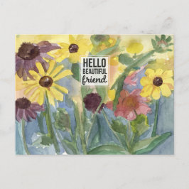 Hallo Beautiful Friend Blesser Blumengarten Postkarte