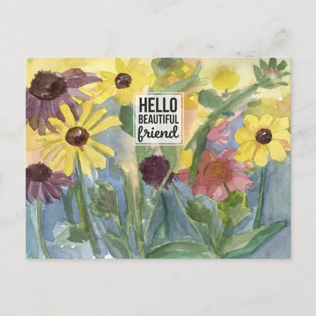 Hallo Beautiful Friend Blesser Blumengarten Postkarte (Vorderseite)