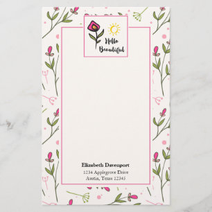 Hallo Beautiful Hübsch Pink Orange Wildlflower Briefpapier