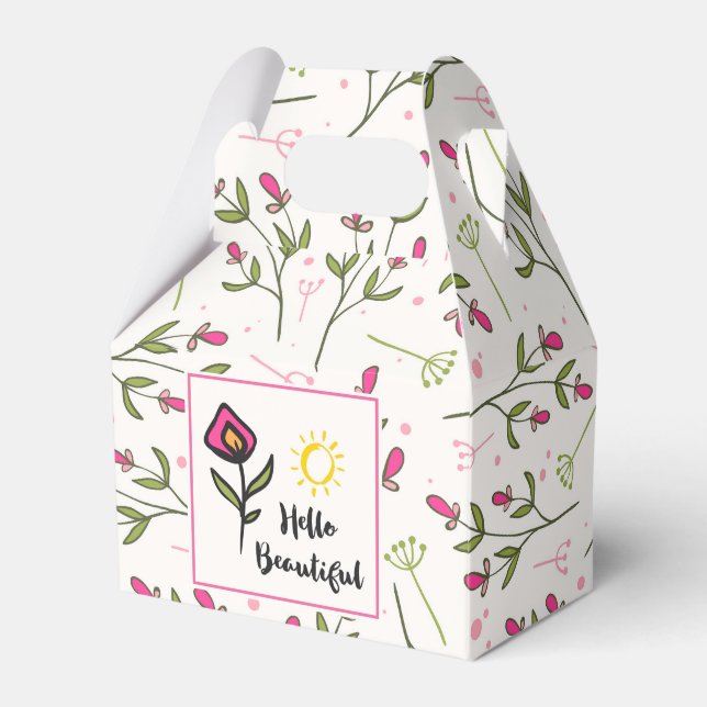 Hallo Beautiful Hübsch Pink Orange Wildlflower Geschenkschachtel (Vorderseite)