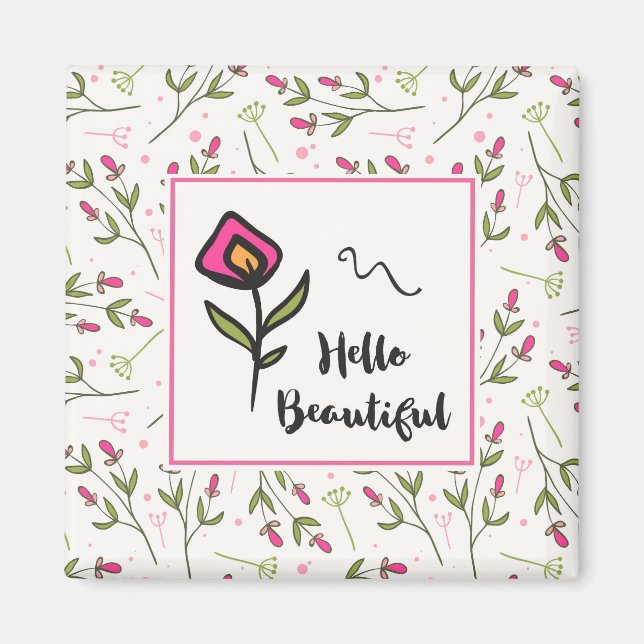 Hallo Beautiful Hübsch Pink Orange Wildlflower Magnet (Vorne)
