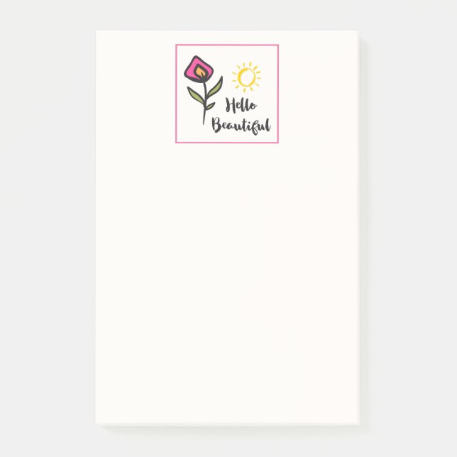 Hallo Beautiful Hübsch Wildlblumen und Sun Post-it Klebezettel (Vorderseite)