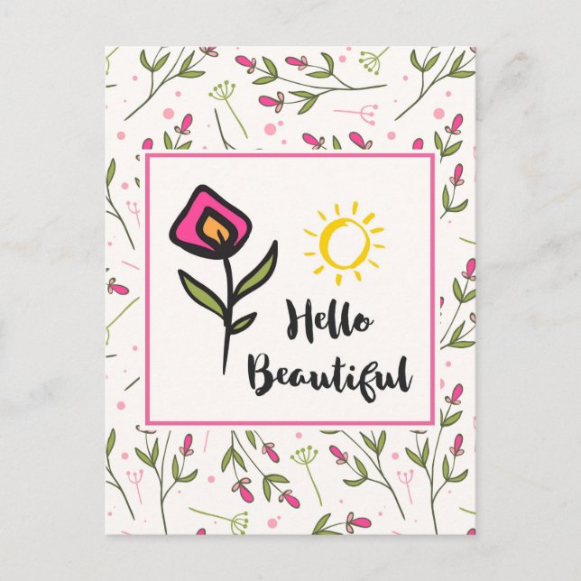 Hallo Beautiful Hübsch Wildlblumen und Sun Postkarte (Vorderseite)