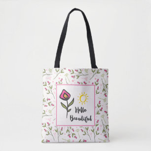 Hallo Beautiful Hübsch Wildlblumen und Sun Tasche
