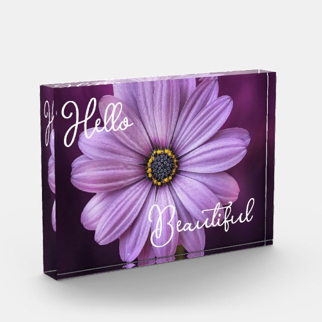 Hallo Beautiful Lila Floral Fotoblock (Links)