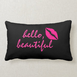 Hallo Beautiful mit Pink Lipstick Lendenkissen