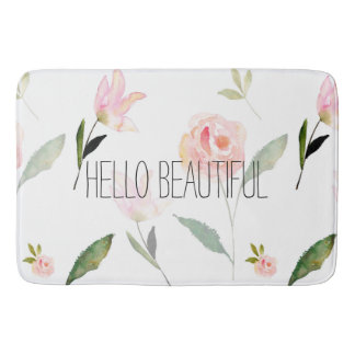 Hallo Beautiful Watercolor Floral Badematte