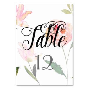 Hallo Beautiful Watercolor Floral Tischnummer