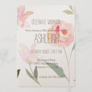 Hallo Beautiful Watercolor Geburtstag der Flora Einladung