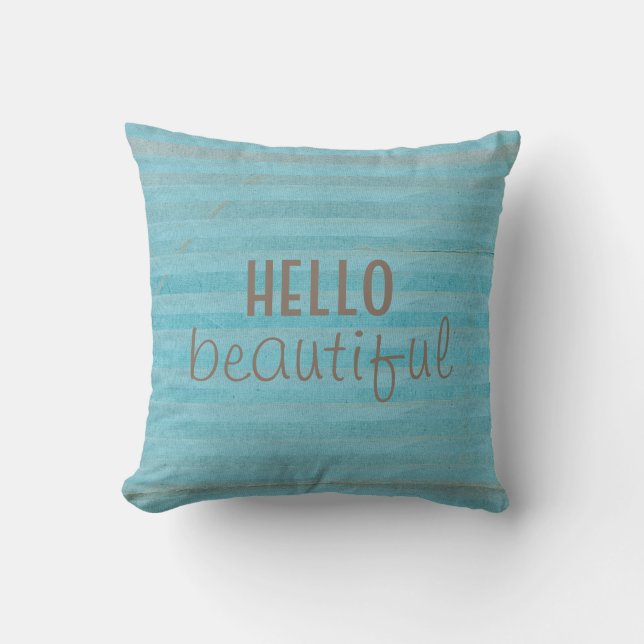 Hallo Beautiful Zitat Boho Striping Muster Kissen (Vorderseite)