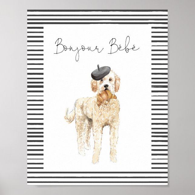 Hallo, Bebe Paris French Baby Shower Sign Poster (Vorne)