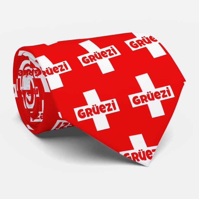 Hallo bin ich die Schweizer lustige Schweiz Gruezi Krawatte (Gerollt)