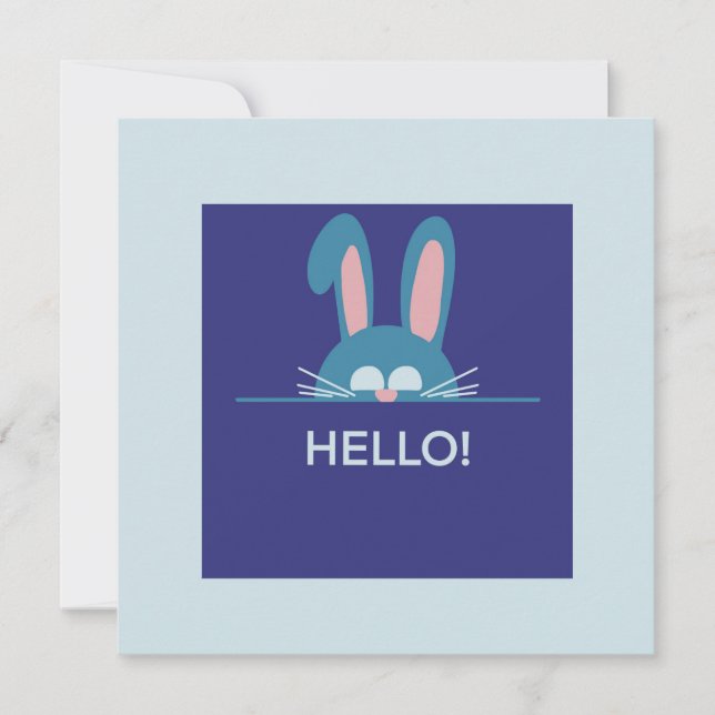 Hallo blauer Osterhase Einladung (Vorderseite)