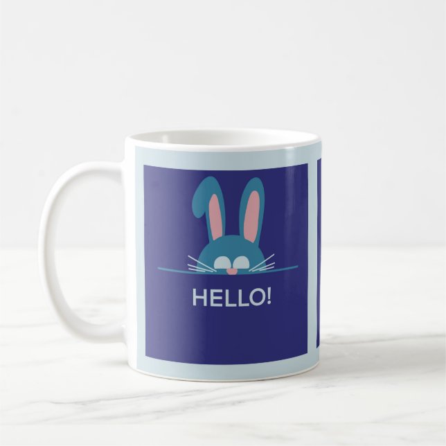 Hallo blauer Osterhase Kaffeetasse (Links)