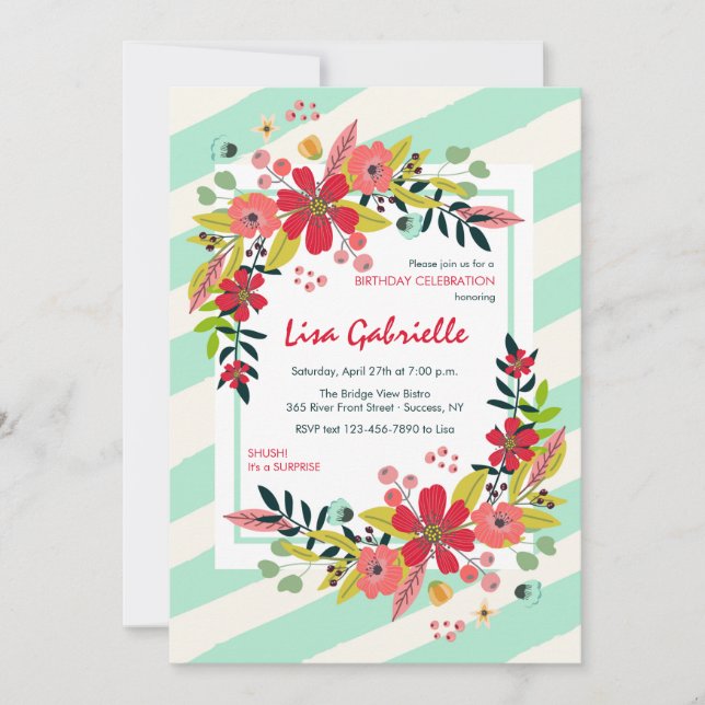 Hallo Blume des Glücks Einladung (Vorderseite)