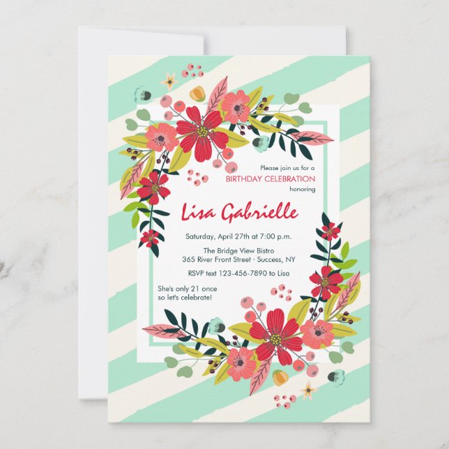 Hallo Blume des Glücks Einladung (Vorderseite)