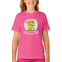 „Hallo, Blume! – Süßes gelbes Elefant-T-Shirt für
