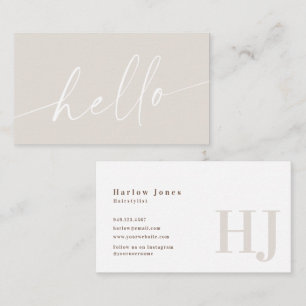 Hallo Boho Minimalistisch Signature Beige Visitenkarte