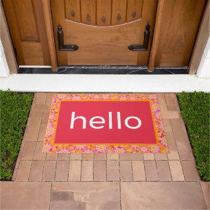 Hallo Boho Pink Orange Blume Pattern Fußmatte
