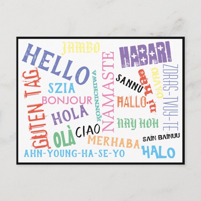 Hallo Bonjour Jambo Ciao Post Card Postkarte (Vorderseite)