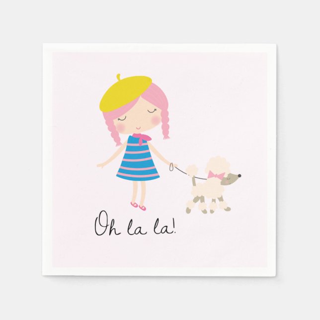 Hallo Bonjour Parisian Birthday Paper Napkins Serviette (Vorderseite)