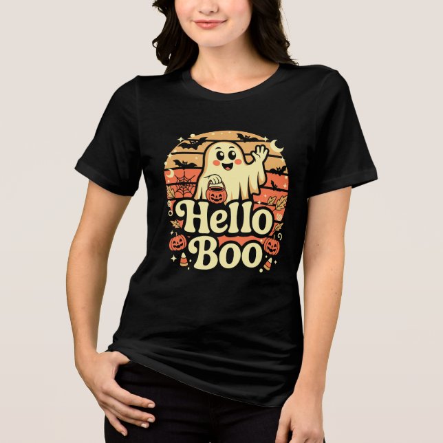 Hallo Boo Süßer Geist Tri-Blend Shirt (Vorderseite)