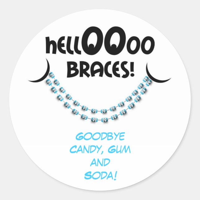 Hallo Braces Blue Orthodontist Patientin Erinnerun Runder Aufkleber (Vorderseite)