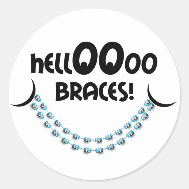 Hallo Braces Blue Runder Aufkleber (Vorderseite)