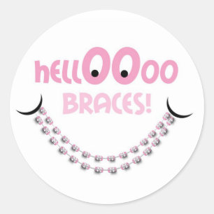 Hallo Braces Pink Runder Aufkleber