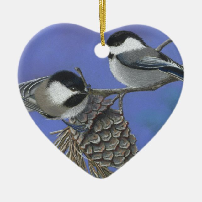 Hallo Chickadees Keramik Ornament (Vorne)