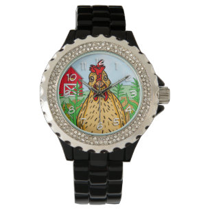 Hallo Chicken ZEICHNEND NIEDLICHER CARTOON Armbanduhr
