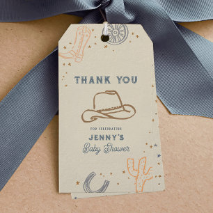 Hallo Cowboy Western Baby Shower Dankeschön Gesche Geschenkanhänger
