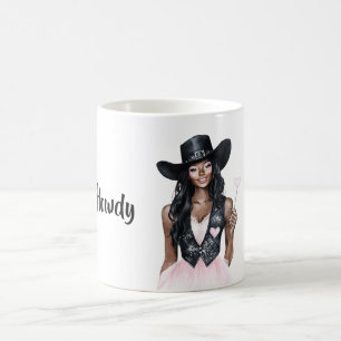 Hallo Cowgirl Schwarzer Hut Rosa Herz Rock Kaffeetasse