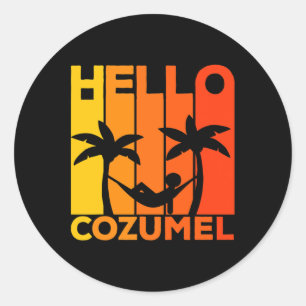 Hallo Cozumel Insel Urlaub Sonnenuntergang Runder Aufkleber