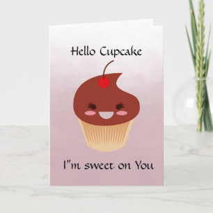 Hallo Cupcake Grußkarte Wasserfarbe Karte