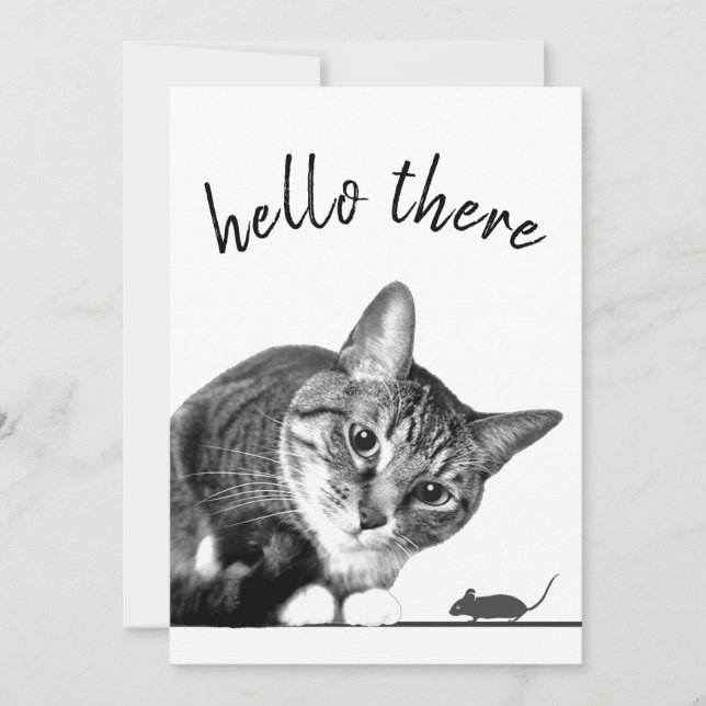 Hallo da & Auf Wiedersehen Katze und Maus niedlich Karte (Vorderseite)