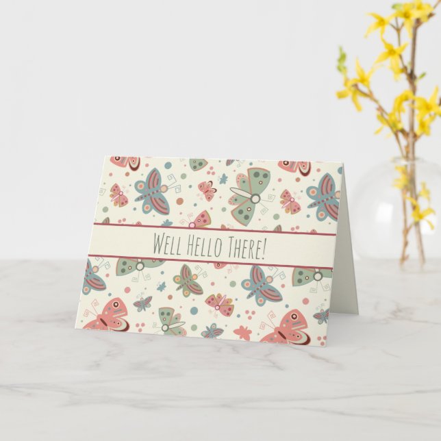 Hallo da Inspirivity Butterfly Notecard Karte (Gelbe Blume)