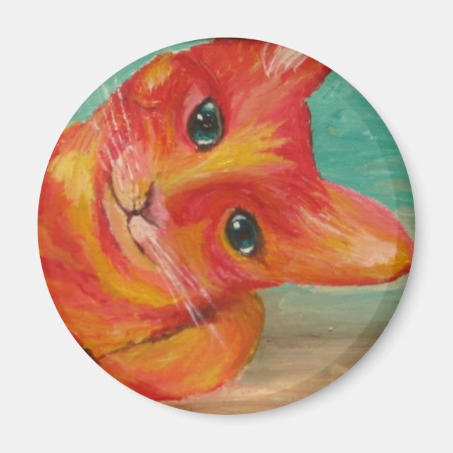 Hallo da - lustige Katze Magnet (Vorne)