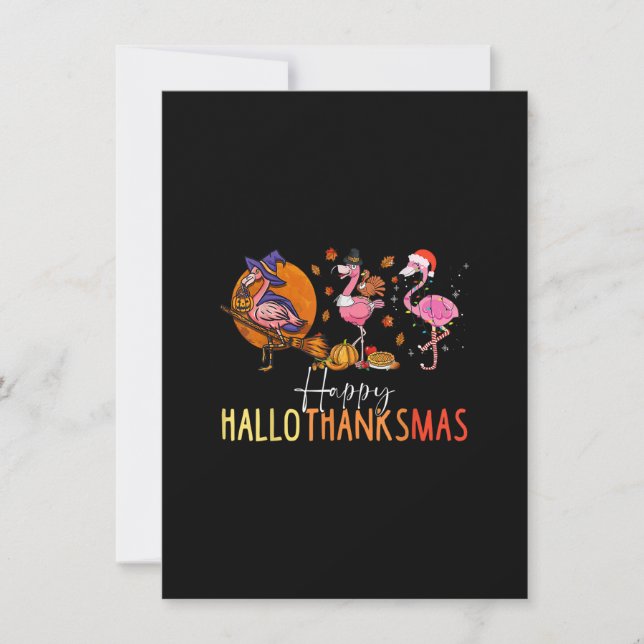 Hallo Danke an Mas Flamingo Wizard Hat Turkey Xmas Einladung (Vorderseite)
